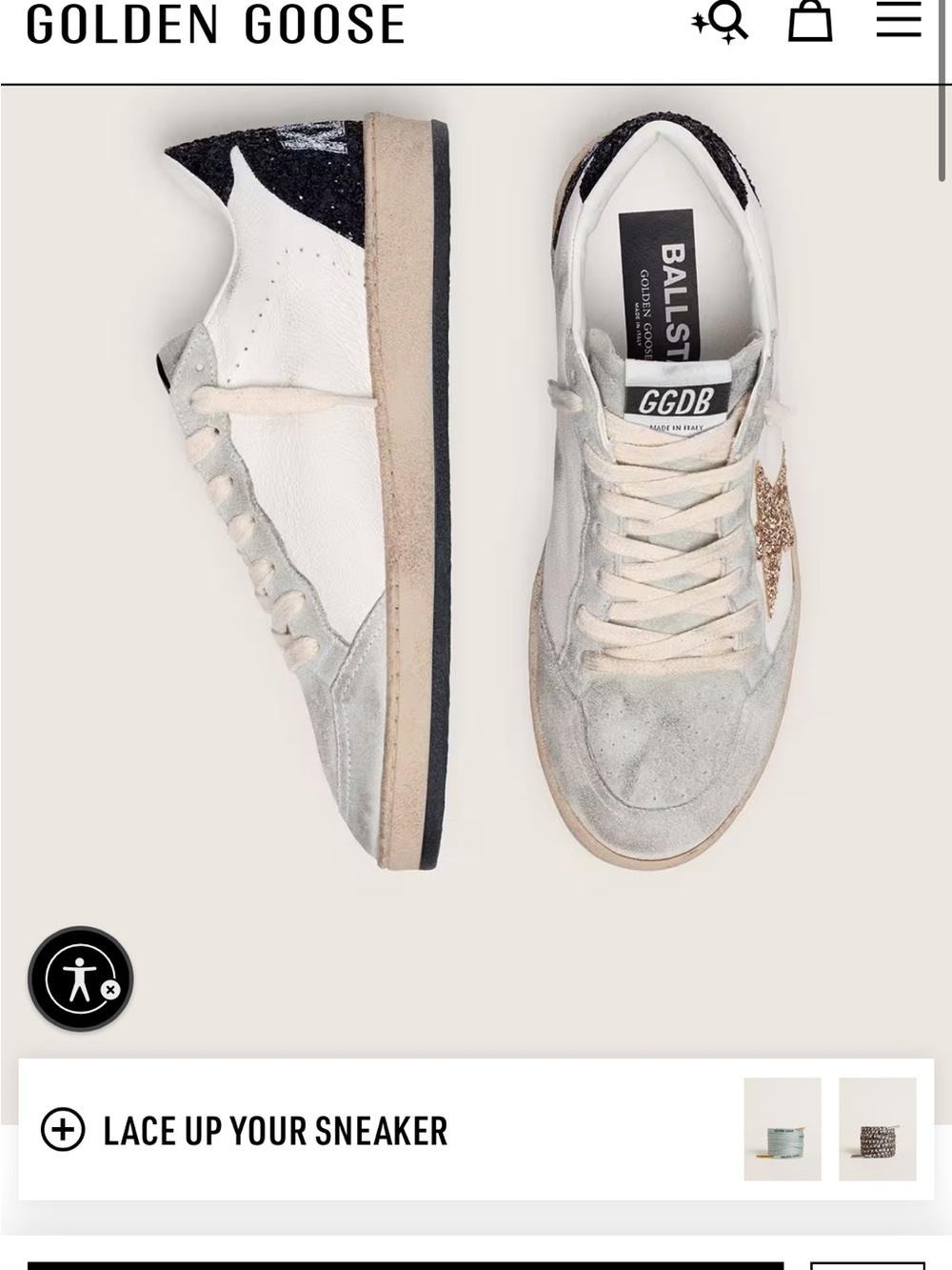 100% Authentic Golden Goose Womens nappa glitter star Ball Star sneakers - Picture 15 of 16